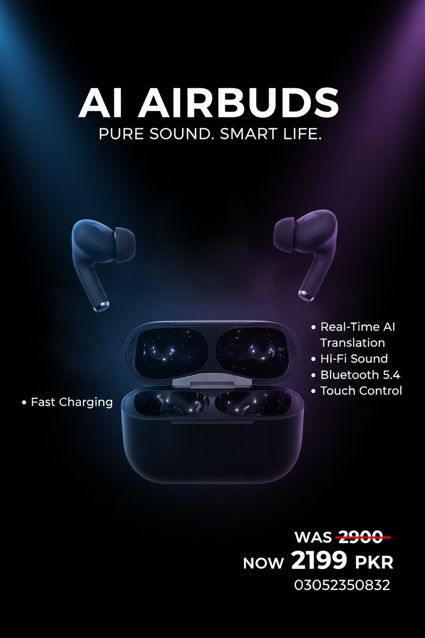 AI Airbuds premium cinematic product photo